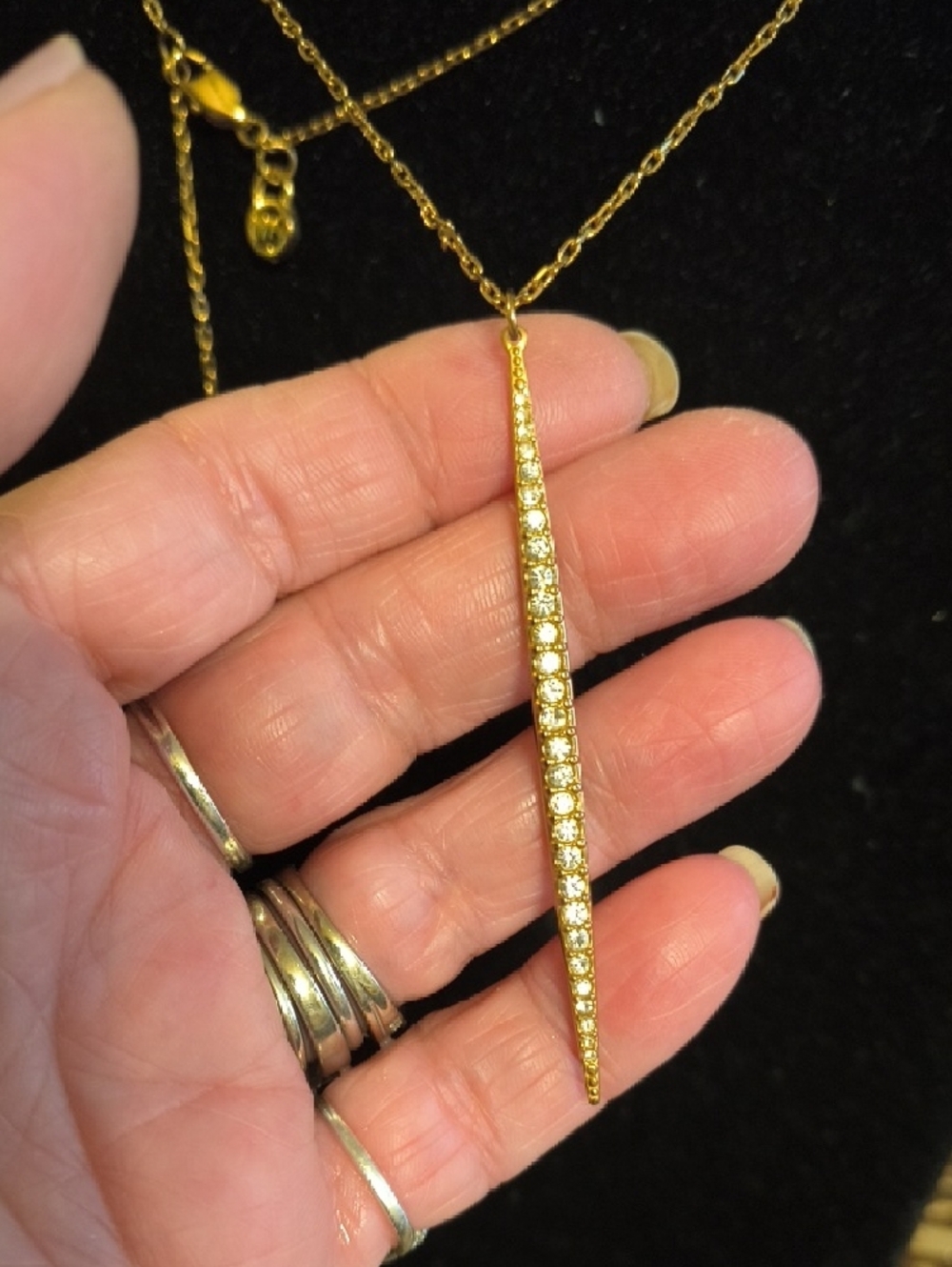 Michael Kors Drop Pendant , Stones Adjustable. Pre Owned - Picture 2 of 8